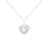 Dual-Side Pink Crystal Heart Necklace in 925 Sterling Silver