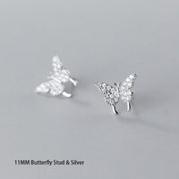 Mini Crystal Butterfly Sterling Silver Earrings