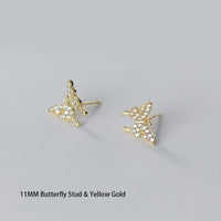 Mini Crystal Butterfly Sterling Silver Earrings
