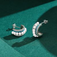 Sterling Silver Turquoise Pearl Stud Earrings
