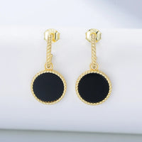 Sterling Silver Natural Black Agate Dangle Earrings
