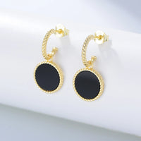 Sterling Silver Natural Black Agate Dangle Earrings