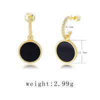 Sterling Silver Natural Black Agate Dangle Earrings