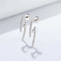 Sterling Silver Pave Front and Back Earrings
