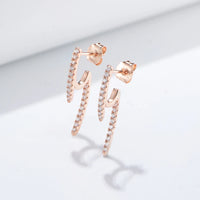 Sterling Silver Pave Front and Back Earrings