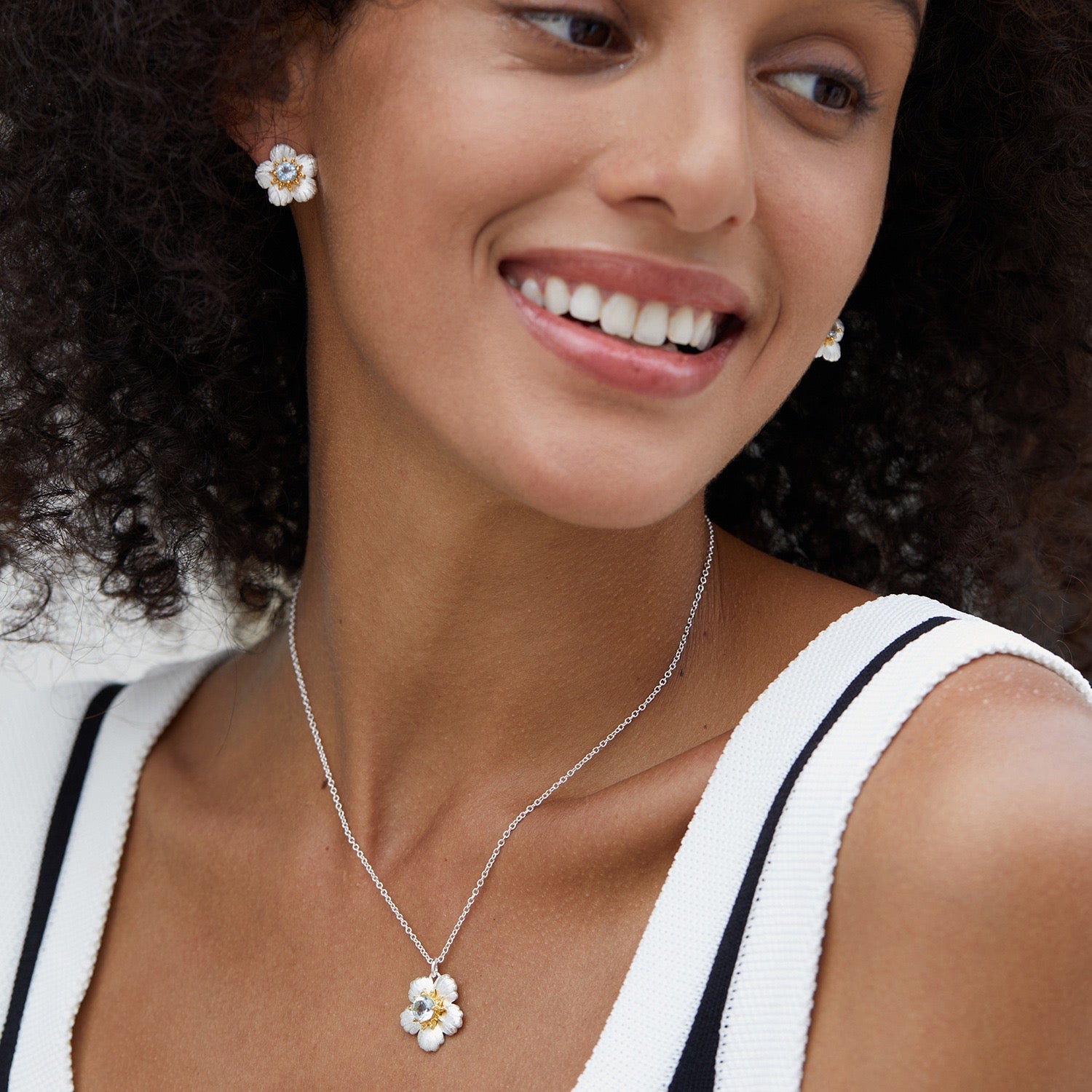 Natural Topaz Flower Earrings