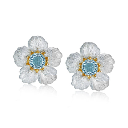 Natural Topaz Flower Earrings