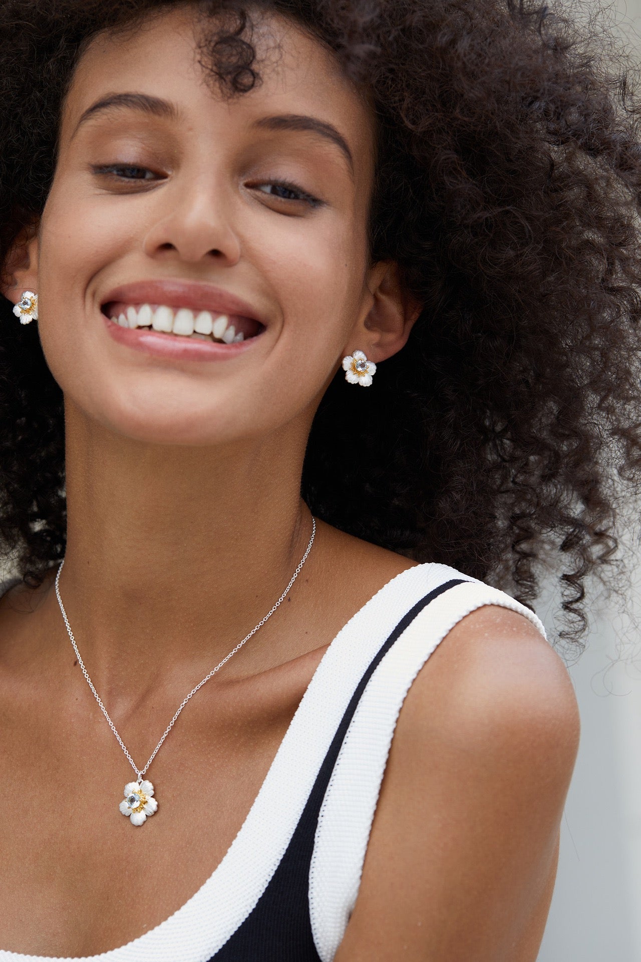Natural Topaz Flower Earrings