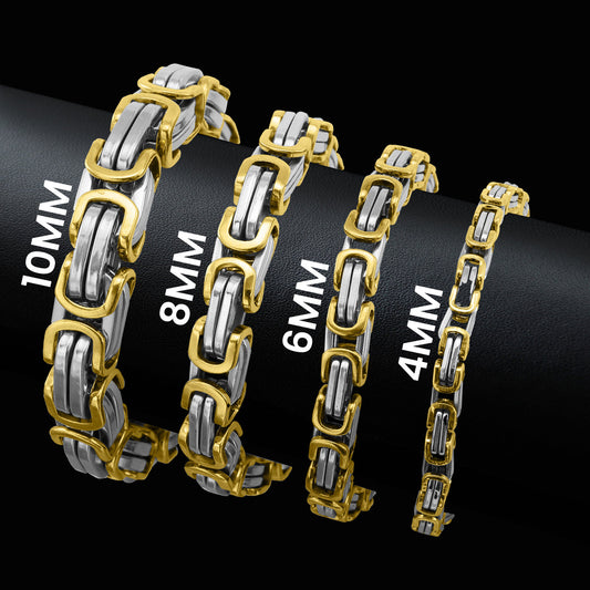 18K Gold PVD Byzantine Stainless Steel Bracelet