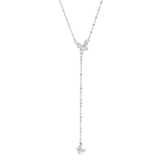 18K Gold PVD Butterfly Lariat Necklace