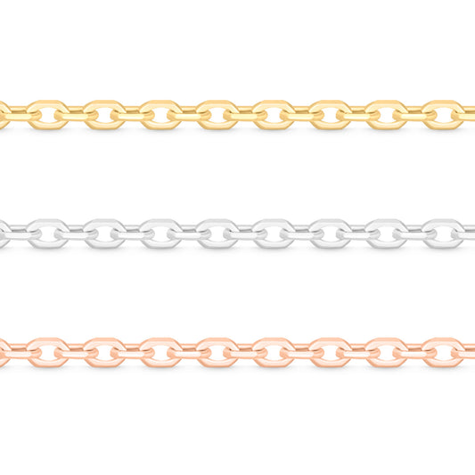 0.9mm Diamond Cut Cable Chain, 14K Solid Gold