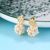 Freshwater Pearl Flower Dangling Earrings, 925 Sterling Silver