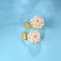 Freshwater Pearl Flower Dangling Earrings, 925 Sterling Silver