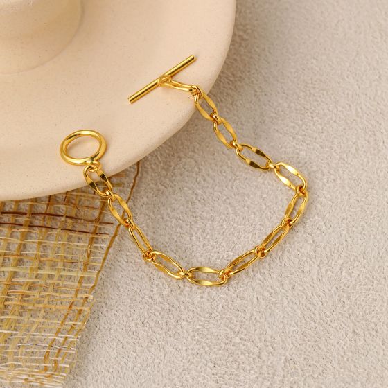 Simple Circle Cross Chain Bracelet, 925 Sterling Silver