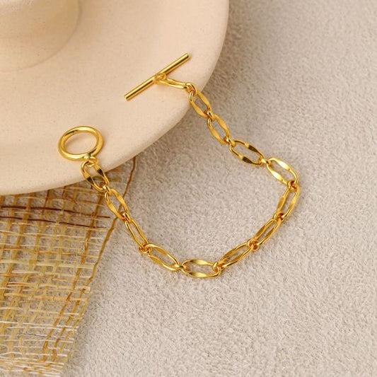 Simple Circle Cross Chain Bracelet, 925 Sterling Silver