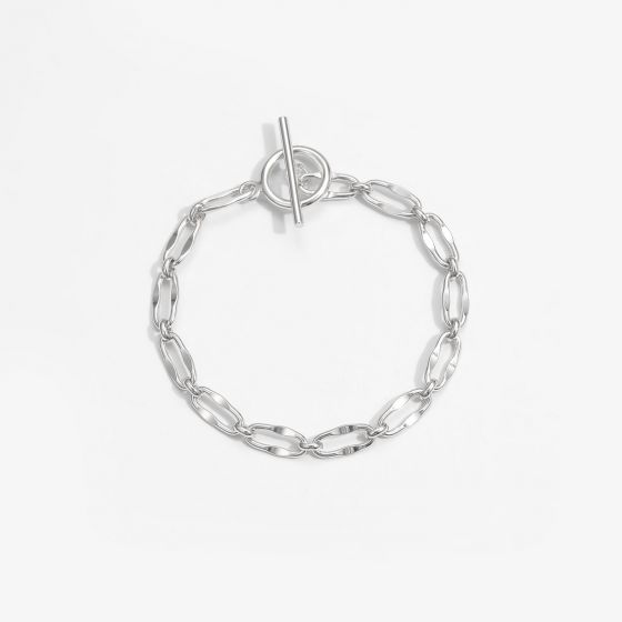 Simple Circle Cross Chain Bracelet, 925 Sterling Silver