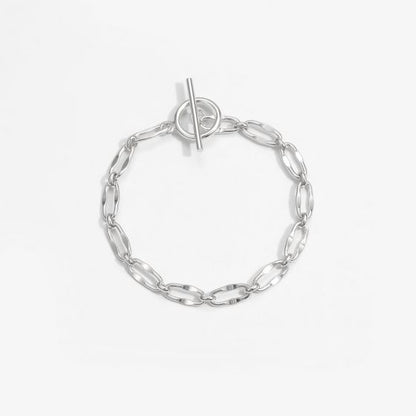 Simple Circle Cross Chain Bracelet, 925 Sterling Silver