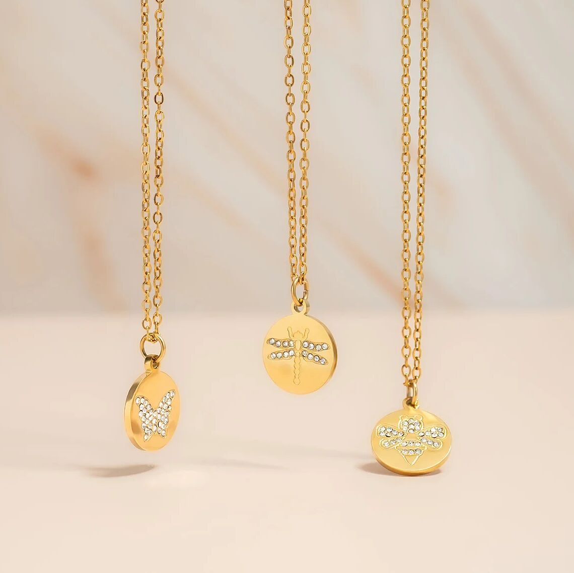 18K Gold PVD Bee Pendant Necklace