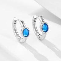Gold Plated Silver Created Blue Sapphire Hoop Earrings