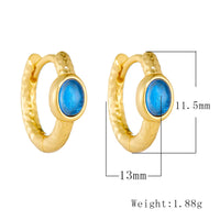 Gold Plated Silver Created Blue Sapphire Hoop Earrings