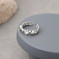 Friend's Heart in Heart Crystal Sterling Silver Adjustable Ring