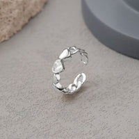 Friend's Heart in Heart Crystal Sterling Silver Adjustable Ring