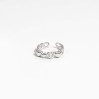 Friend's Heart in Heart Crystal Sterling Silver Adjustable Ring
