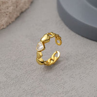 Friend's Heart in Heart Crystal Sterling Silver Adjustable Ring