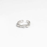 Friend's Heart in Heart Crystal Sterling Silver Adjustable Ring