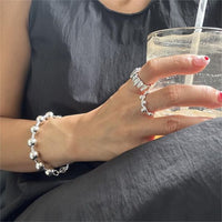 Adjustable Irregular Round Bead Ring, 925 Sterling Silver