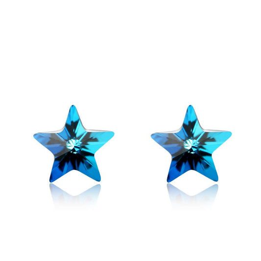 Austrian Crystal Star 925 Sterling Silver Stud Earrings