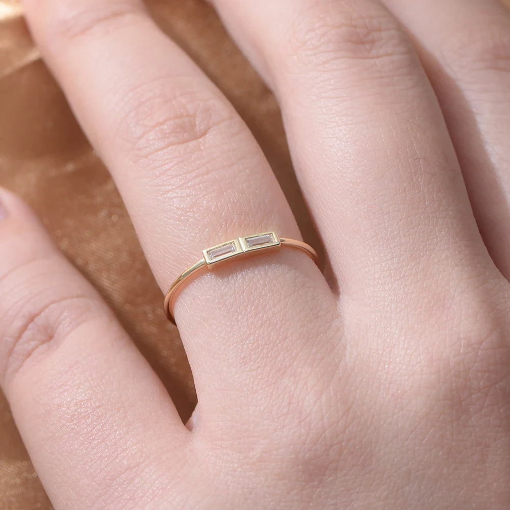 Sterling Silver Baguette Ring - Size 5