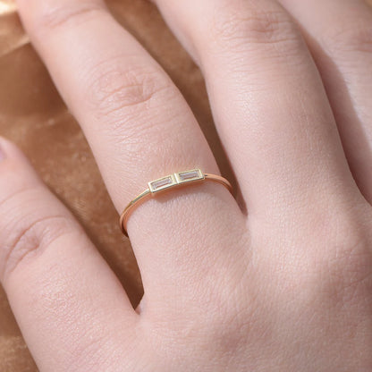 Sterling Silver Baguette Ring - Size 5