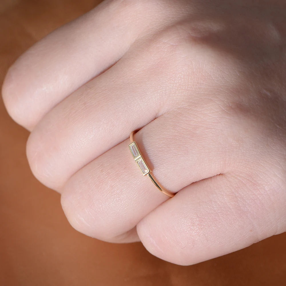 Sterling Silver Baguette Ring - Size 5