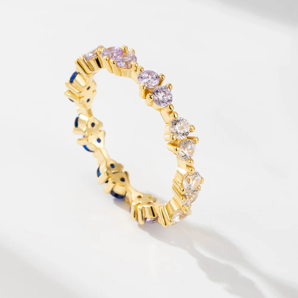 Sterling Silver Created Blue Sapphire Eternity Ring