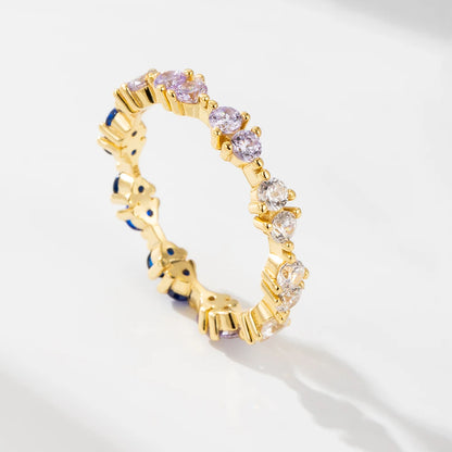 Sterling Silver Created Blue Sapphire Eternity Ring