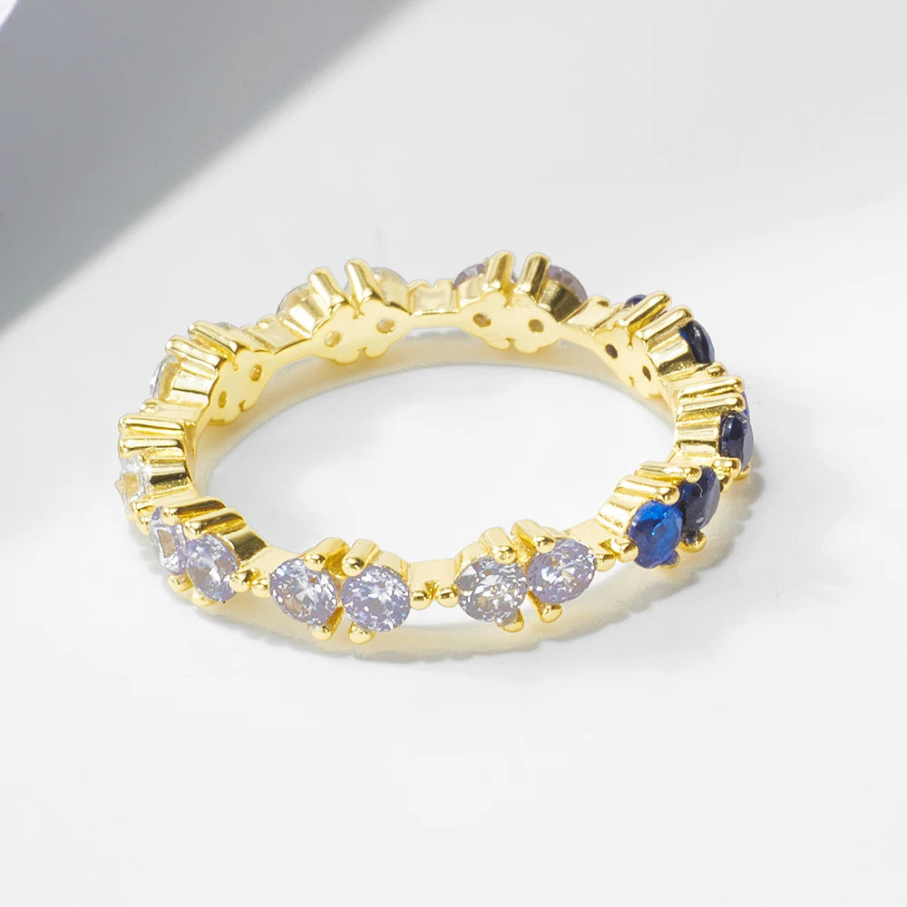 Sterling Silver Created Blue Sapphire Eternity Ring