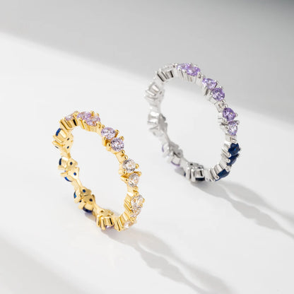 Sterling Silver Created Blue Sapphire Eternity Ring