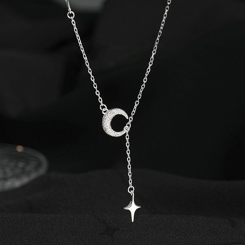 Sterling Silver Moon Scrub Pendant Necklace