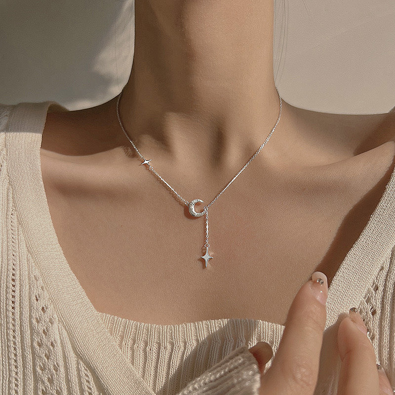 Sterling Silver Moon Scrub Pendant Necklace