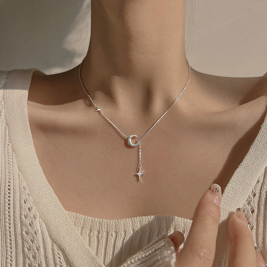 Sterling Silver Moon Scrub Pendant Necklace