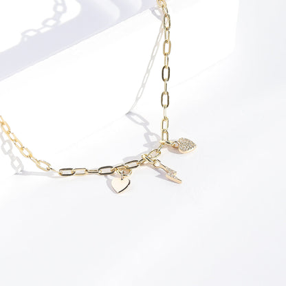 14K Solid Gold Diamond Lightning Bolt Charm