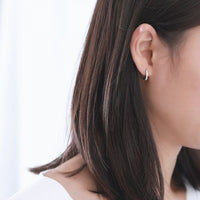Round Crystal 925 Sterling Silver Hoop Earrings