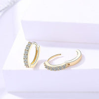 Round Crystal 925 Sterling Silver Hoop Earrings
