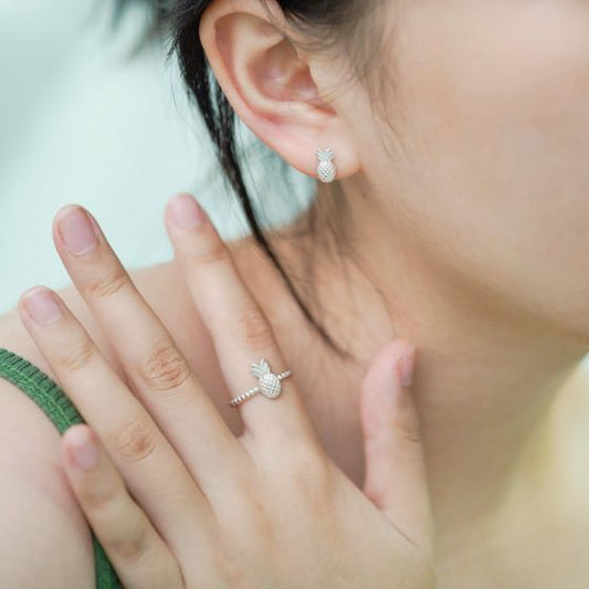 Pineapple Adjustable Ring in 925 Sterling Silver