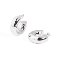 Electroformed C-Shape Tube Hoop Earrings in 999 Sterling Silver