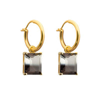 Rectangle Geometry Crystal 925 Sterling Silver Hoop Earrings