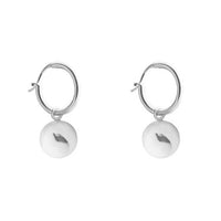 Round Bead 925 Sterling Silver Hoop Earrings