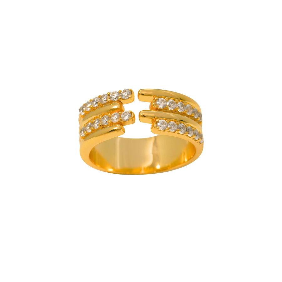 Crystal Jagged Geometry Adjustable Ring