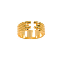 Geometric Lines 925 Sterling Silver Adjustable Open Ring